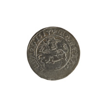 Lithuanian half-grosz, Sigismund I the Old (King of Poland; 1506–1548). Obverse: Pogon (Lithuanian