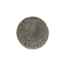 Lithuanian half-grosz, Sigismund I the Old (King of Poland; 1506–1548), 1513. Obverse: Pogon