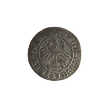 Lithuanian half-grosz, Sigismund I the Old (King of Poland; 1506–1548). Obverse: Pogon (Lithuanian