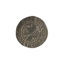 Lithuanian half-grosz, Sigismund I the Old (King of Poland; 1506–1548). Obverse: Pogon (mounted