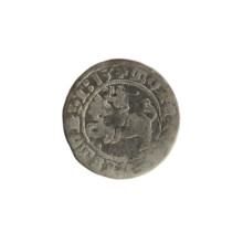 Lithuanian half-grosz, Sigismund I the Old (King of Poland; 1506–1548). Obverse: Pogon (Lithuanian