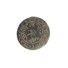 Lithuanian half-grosz, Sigismund I the Old (King of Poland; 1506–1548). Obverse: Pogon (Lithuanian