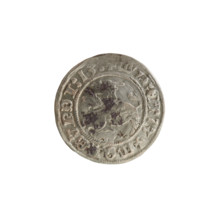 Lithuanian half-grosz, Sigismund I the Old (King of Poland; 1506–1548). Obverse: Pogon (Lithuanian