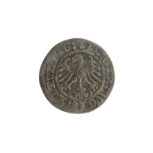 Lithuanian half-grosz, Sigismund I the Old (King of Poland; 1506–1548). Obverse: Pogon (Lithuanian
