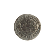 Lithuanian half-grosz, Sigismund I the Old (King of Poland; 1506–1548). Obverse: Pogon (Lithuanian