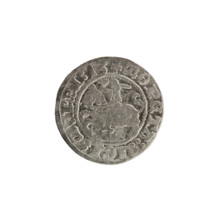 Lithuanian half-grosz, Sigismund I the Old (King of Poland; 1506–1548), 1513. Obverse: Pogon
