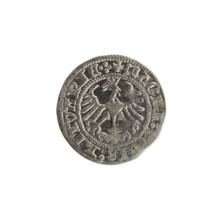 Lithuanian half-grosz, Sigismund I the Old (King of Poland; 1506–1548). Obverse: Pogon (Lithuanian