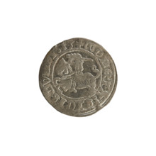 Lithuanian half-grosz, Sigismund I the Old (King of Poland; 1506–1548). Obverse: Pogon (Lithuanian