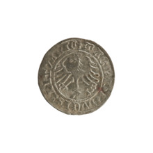 Lithuanian half-grosz, Sigismund I the Old (King of Poland; 1506–1548). Obverse: Pogon (Lithuanian