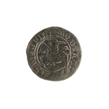 Lithuanian half-grosz, Sigismund I the Old (King of Poland; 1506–1548). Obverse: Pogon (Lithuanian