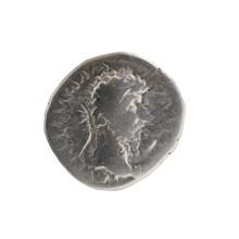 Denarius of Lucius Verus (130–169; Roman emperor 161–169). Obverse: Head of Lucius Verus in laurel