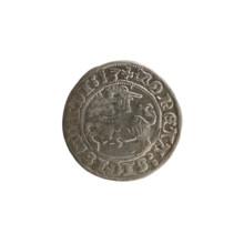 Lithuanian half-grosz, Sigismund I the Old (King of Poland; 1506–1548). Obverse: Pogon (Lithuanian