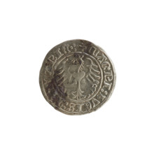 Lithuanian half-grosz, Sigismund I the Old (King of Poland; 1506–1548). Obverse: Pogon (Lithuanian