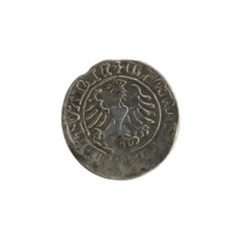 Lithuanian half-grosz, Sigismund I the Old (King of Poland; 1506–1548), 1513. Obverse: Pogon