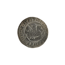 Lithuanian half-grosz, Sigismund I the Old (King of Poland; 1506–1548). Obverse: Pogon (Lithuanian