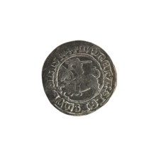 Lithuanian half-grosz, Sigismund I the Old (King of Poland; 1506–1548). Obverse: Pogon (Lithuanian