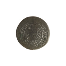 Lithuanian half-grosz, Sigismund I the Old (King of Poland; 1506–1548). Obverse: Pogon (Lithuanian