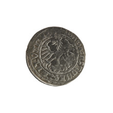 Lithuanian half-grosz, Sigismund I the Old (King of Poland; 1506–1548), 1514. Obverse: Pogon