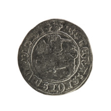 Lithuanian half-grosz, Sigismund I the Old (King of Poland; 1506–1548). Obv.: Pogon (mounted