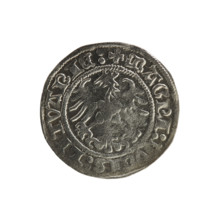 Lithuanian half-grosz, Sigismund I the Old (King of Poland; 1506–1548). Silver coin (half-grosz),