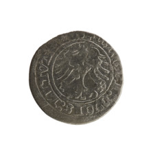 Lithuanian half-grosz, Sigismund I the Old (King of Poland; 1506–1548). Obverse: Pogon (Lithuanian