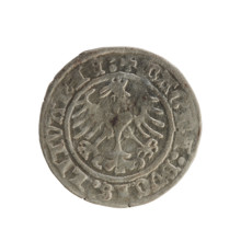 Lithuanian half-grosz, Sigismund I the Old (King of Poland; 1506–1548), 1514. Obverse: Pogon