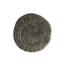 Lithuanian half-grosz, Sigismund I the Old (King of Poland; 1506–1548). Obverse: Pogon (Lithuanian