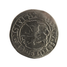 Lithuanian half-grosz, Sigismund I the Old (King of Poland; 1506–1548). Obverse: Pogon (Lithuanian