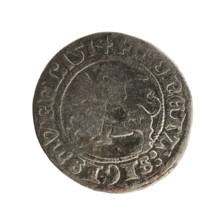 Lithuanian half-grosz, Sigismund I the Old (King of Poland; 1506–1548). Obverse: Pogon (coat of