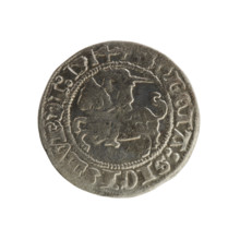 Lithuanian half-grosz, Sigismund I the Old (King of Poland; 1506–1548). Obverse: Pogon (Lithuanian