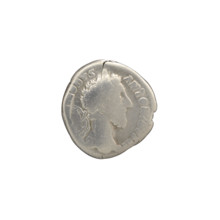 Denarius of Commodus (reigned 177–192). Obverse: Head of Commodus in laurel wreath to the right,