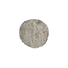 Denarius of Commodus (reigned 177–192). Obverse: Head of Commodus in laurel wreath facing right,