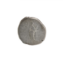 Denarius of Commodus (reigned 177–192). Obverse: Head of Commodus in a laurel wreath facing right,