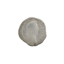 Denarius of Commodus (reigned 177–192). Obverse: Head of Commodus in laurel wreath facing right,