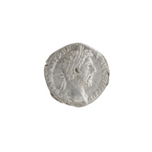 Denarius of Commodus (r. 177–192). Obverse: head of Commodus in a laurel wreath facing right,