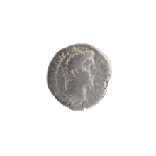 Denarius of Commodus (reigned 177–192). Obverse: Head of Commodus in a laurel wreath to the right;