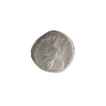 Denarius of Commodus (reigned 177–192). Obverse: Head of Commodus in a laurel wreath facing right,