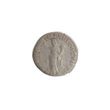 Denarius of Commodus (reign 177–192 CE). Obverse: head of Commodus in laurel wreath facing right,