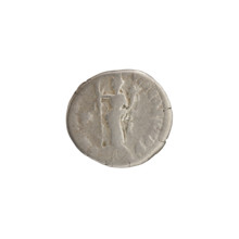 Denarius of Commodus (reigned 177–192). Obverse: head of Commodus in laurel wreath facing right,