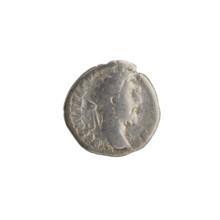 Denarius of Commodus (reigned 177–192). Obverse: Head of Commodus in laurel wreath facing right,