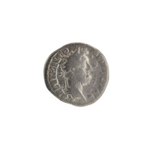 Denarius of Commodus (reigned 177–192). Obverse: head of Commodus in laurel wreath facing right;