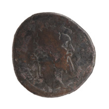 Sestertius of Didius Julianus (133–193; Roman emperor March 28–June 2, 193). Obverse: head of