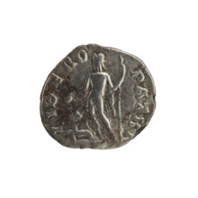 Denarius depicting Apollo and Septimius Severus; obverse: Head of Septimius Severus with a laurel