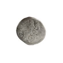 Denarius depicting Pax (personification) holding a cornucopia; attributes include a twig. Obverse: