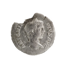 Denarius (broken), Caracalla (reigned 198–217). Caracalla on horseback (iconography). Obverse: