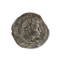 Denarius, Elagabalus (reigned 218–222). Obverse: IMP TONINVS AVG — Bust of Elagabalus with laurel