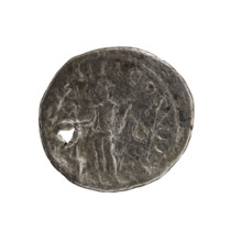 Denarius (with hole), Elagabalus (204–222; Roman emperor 218–222). Obverse: IMP ANTONINVS PIV, AVG