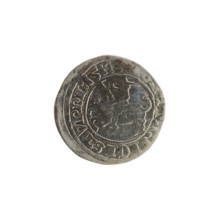 Lithuanian half-grosz, Sigismund I the Old (King of Poland; 1506–1548). Obverse: Pogon (Lithuanian
