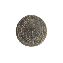Lithuanian half-grosz, Sigismund I the Old (King of Poland; 1506–1548). Obverse: Pogon (Lithuanian