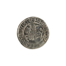 Lithuanian half-grosz, Sigismund I the Old (King of Poland; reign 1506–1548). Silver coin (1514).